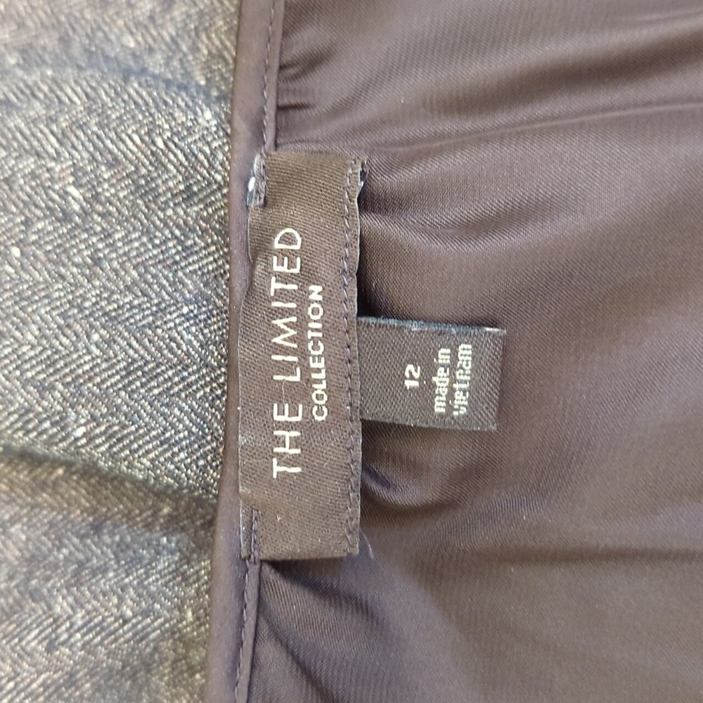 The Limited Dark Brown Satin and Herringbone Tweed Professional Dress Size 12 - Picture 10 of 11